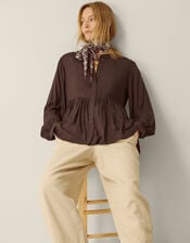Sandy Relaxed Blouse, Brown (CHOCOLATE), large