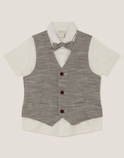 Greyson 3-Piece Houndstooth Waistcoat & Shirt, Blue (NAVY), large