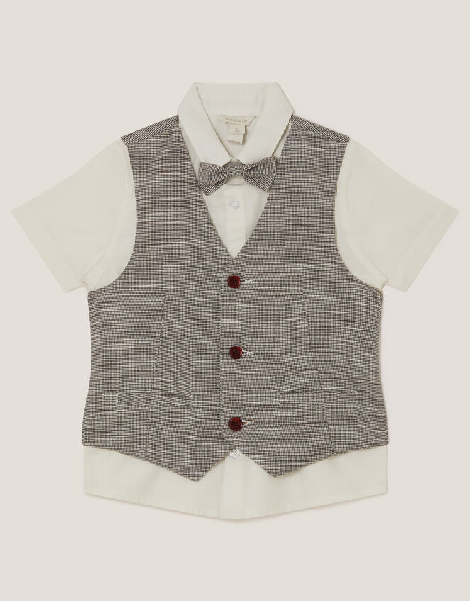 Greyson 3-Piece Houndstooth Waistcoat & Shirt, Blue (NAVY), large