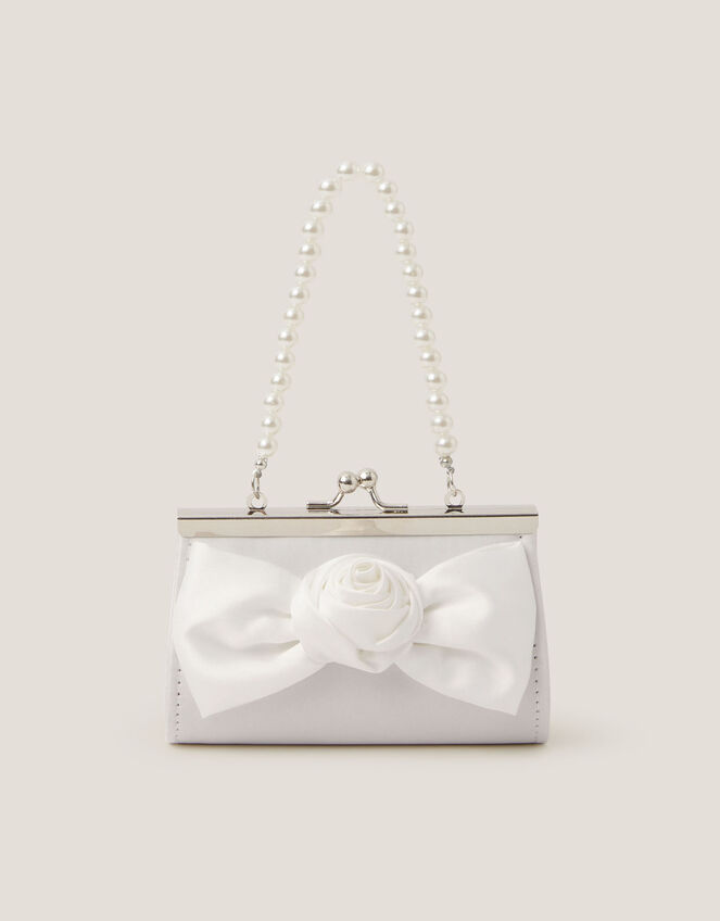 Satin Rose Bow Mini Bag Ivory