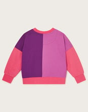 Colour Block Sweat Top, Pink (PINK), large