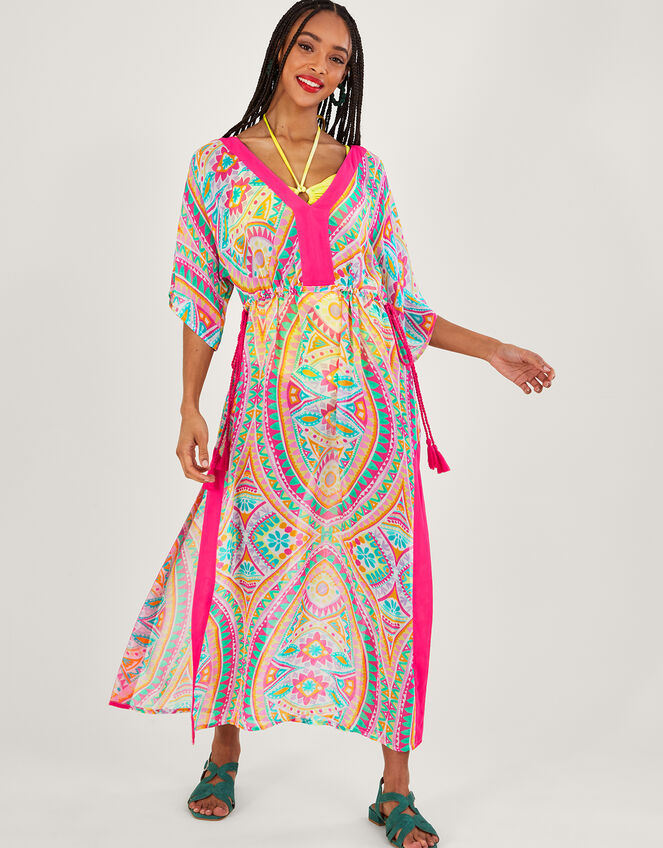 Mosaic Print Maxi Kaftan, Pink (PINK), large