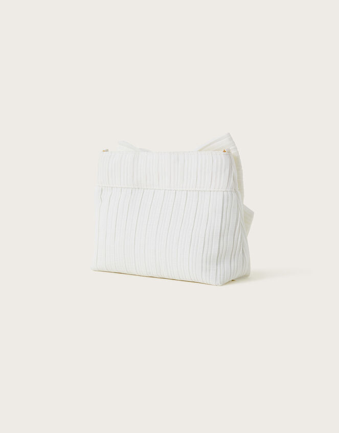 Pleated Bow Clutch Bag, Ivory (IVORY), large