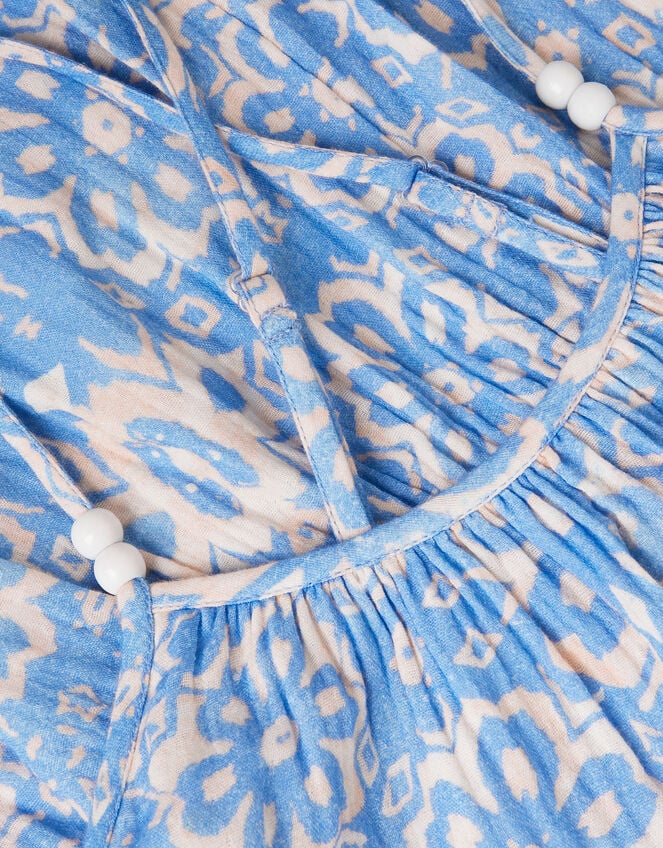 Ikat Print Strappy Dress, Blue (NAVY), large