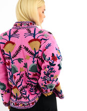 Wild Tiger Floral Embroidered Jacket, Pink (PINK), large