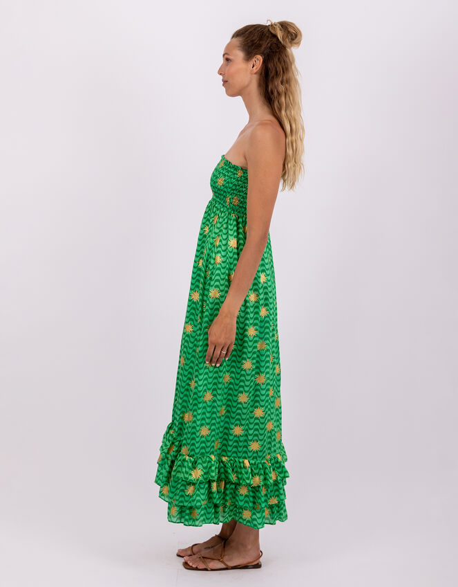 Sundress Pooja Strapless Ruffle Midi Dress, Green (GREEN), large