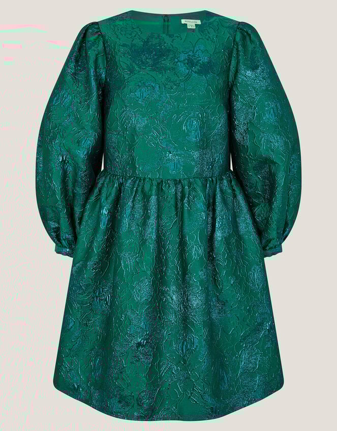 Jolene Floral Jacquard Mini Dress, Green (GREEN), large