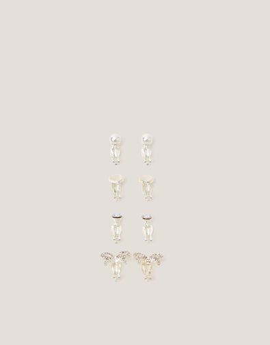 4-Pack Bow & Pearl Clip On Earrings, , large
