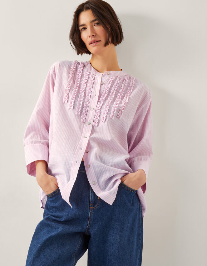 Laura Ruffle Stripe Shirt Pink | Tops & T-shirts | Monsoon UK.