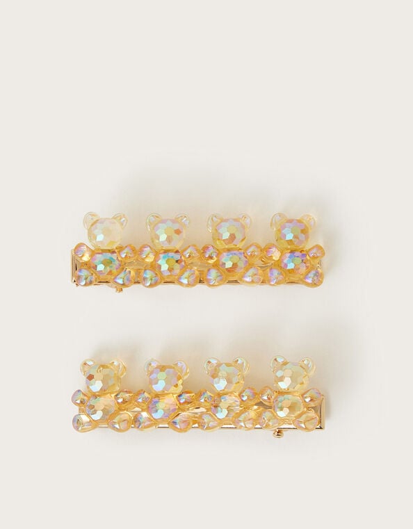 2-Pack Sparkle Teddy Hair Clips, , large