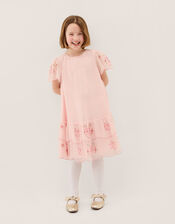 Heart Embellished Mesh Party Dress, Pink (PINK), large
