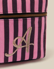 Initial Stripe Velvet Vanity Case, Multi (MULTI), large