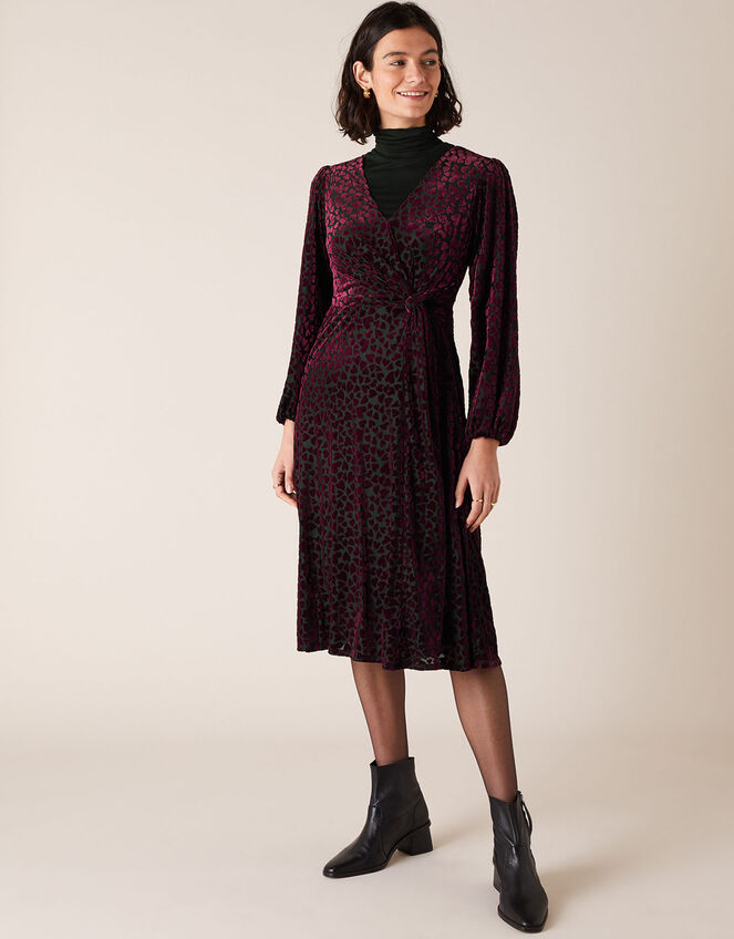 Helena Stretch Heart Devore Dress, Black (BLACK), large