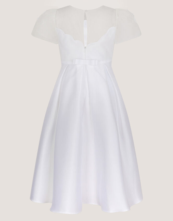 Chiffon Sleeve Floral Communion Dress, White (WHITE), large