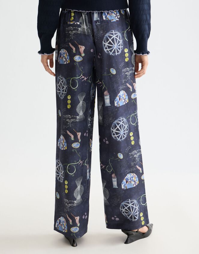 Scotch & Soda Gia Print Wide Leg Trousers, Blue (NAVY), large
