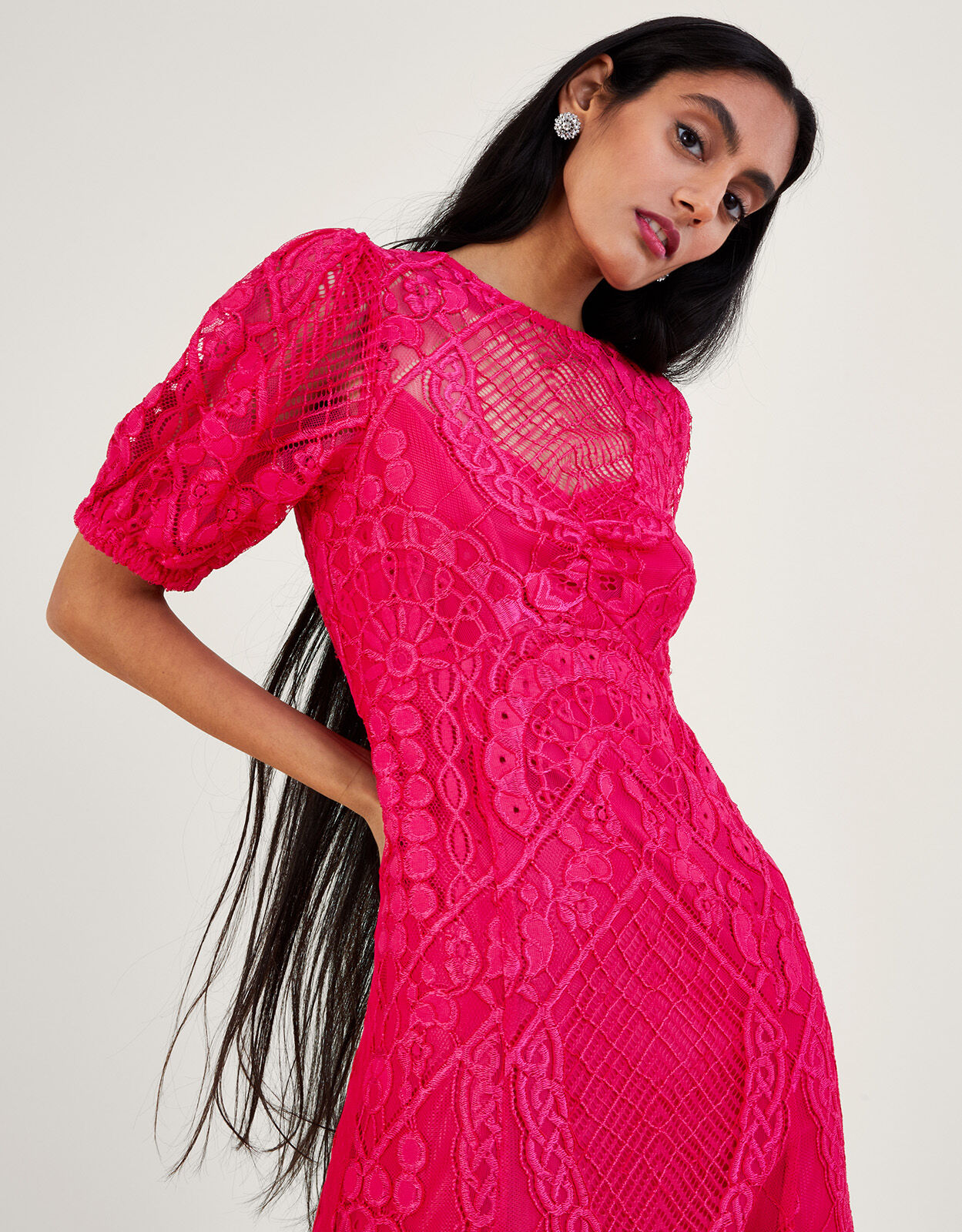 Pink lace dress uk store