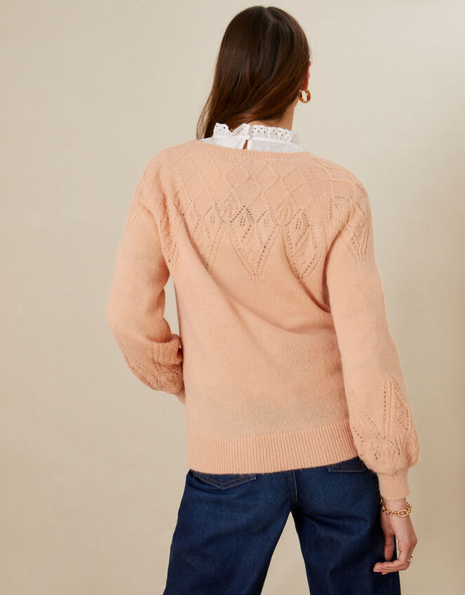 Ruby Diamond Stitch Detail Jumper, Orange (PEACH), large