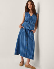 Ottilie Denim Stripe Waistcoat, Blue (DENIM BLUE), large