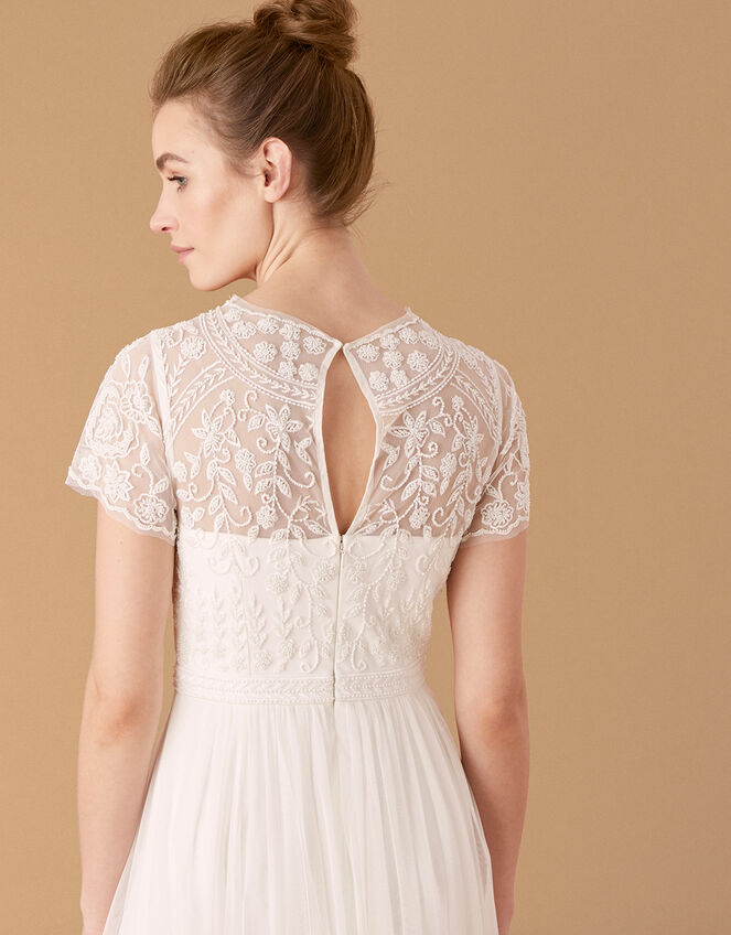 Olive Floral Embellished Tulle Bridal Dress, Ivory (IVORY), large