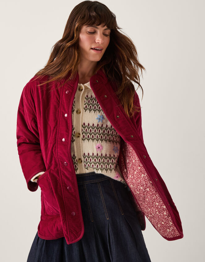 Coats Monsoon Red Denim Jacket Mandy Corduroy Quilted Jacket Red