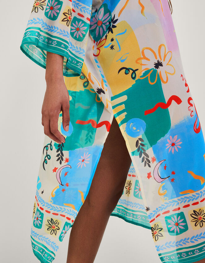 Skyla Print Long Kaftan, , large