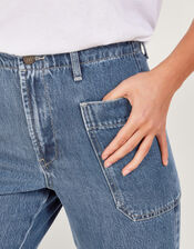 Wide Leg Cargo Jeans , Blue (DENIM BLUE), large