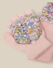 Sequin Fingerless Gloves, Pink (PINK), large