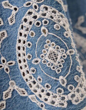 East Coralie Denim Broderie Skirt, Blue (BLUE), large