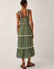 Daisy Geometric Print Jersey Midi Dress, Green (KHAKI), large