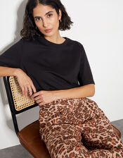 Arielle Leopard Print Trousers, Brown (BROWN), large