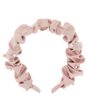 Pearly Ruched Satin Headband, , large