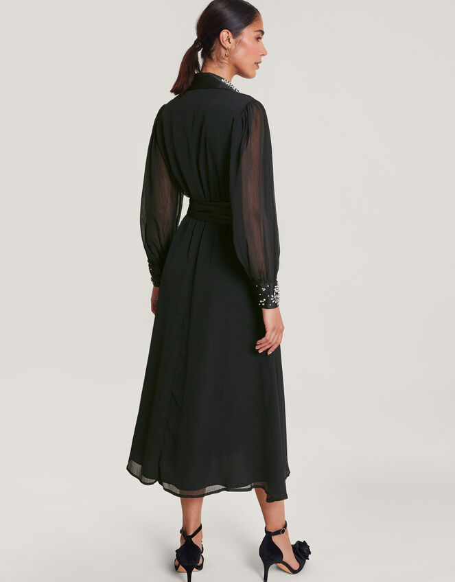Lorenna Embellished Shirt Dress, Black (BLACK), large