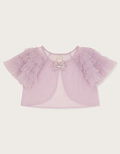 Isabella Crop Ruffle Sleeve Tulle Jacket, Purple (LILAC), large