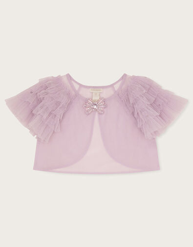 Isabella Crop Ruffle Sleeve Tulle Jacket, Purple (LILAC), large