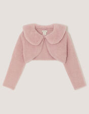 Baby Detachable Collar Fuzzy Cardigan, Pink (DUSKY PINK), large