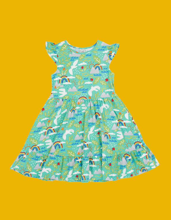 Frugi Olivia Printed Skater Dress, Blue (BLUE), large