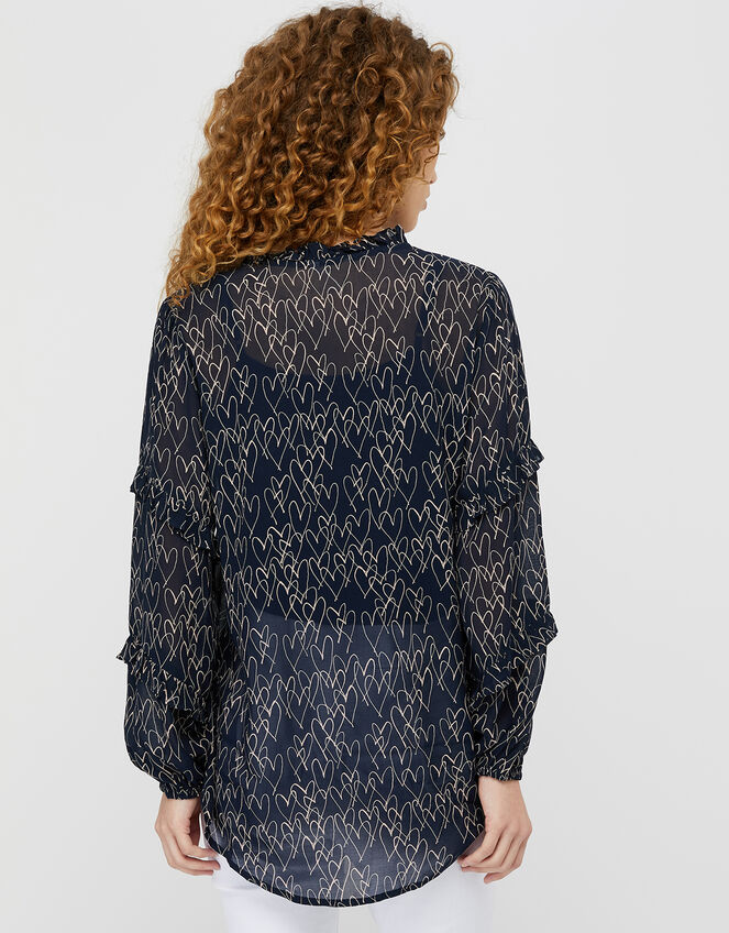 Harmony Heart Print Blouse, Blue (NAVY), large