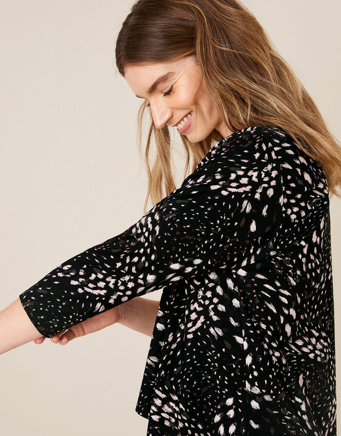 LOUNGE Finlay Feather Print Jersey Cover-Up, Black (BLACK), large