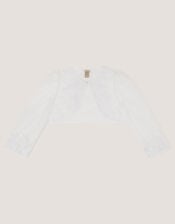 Felicity Embroidered Mesh Cardigan, White (WHITE), large