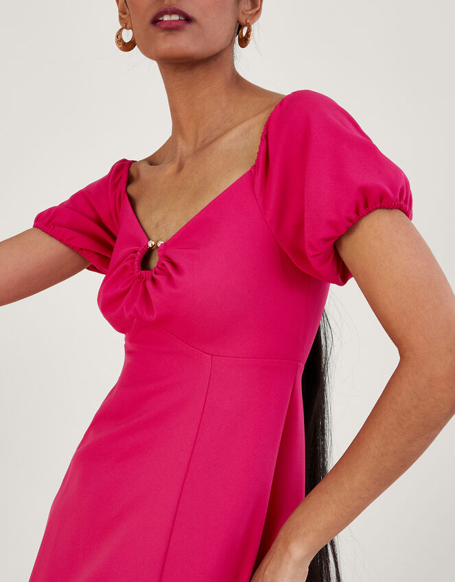 Katie Ring Detail Bardot Dress, Pink (PINK), large