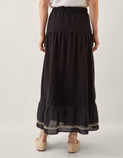 Fenn Embroidered Frill Maxi Skirt, Black (BLACK), large