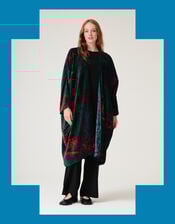 One Hundred Stars Pagoda Forest Long Velvet Jacket, , large