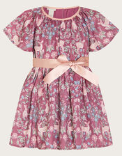 Baby Woodland Print Dress, Purple (PURPLE), large
