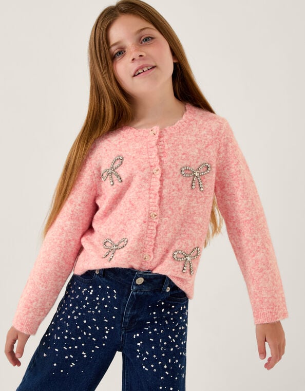 Bow Embellished Cardigan, Pink (PINK), large