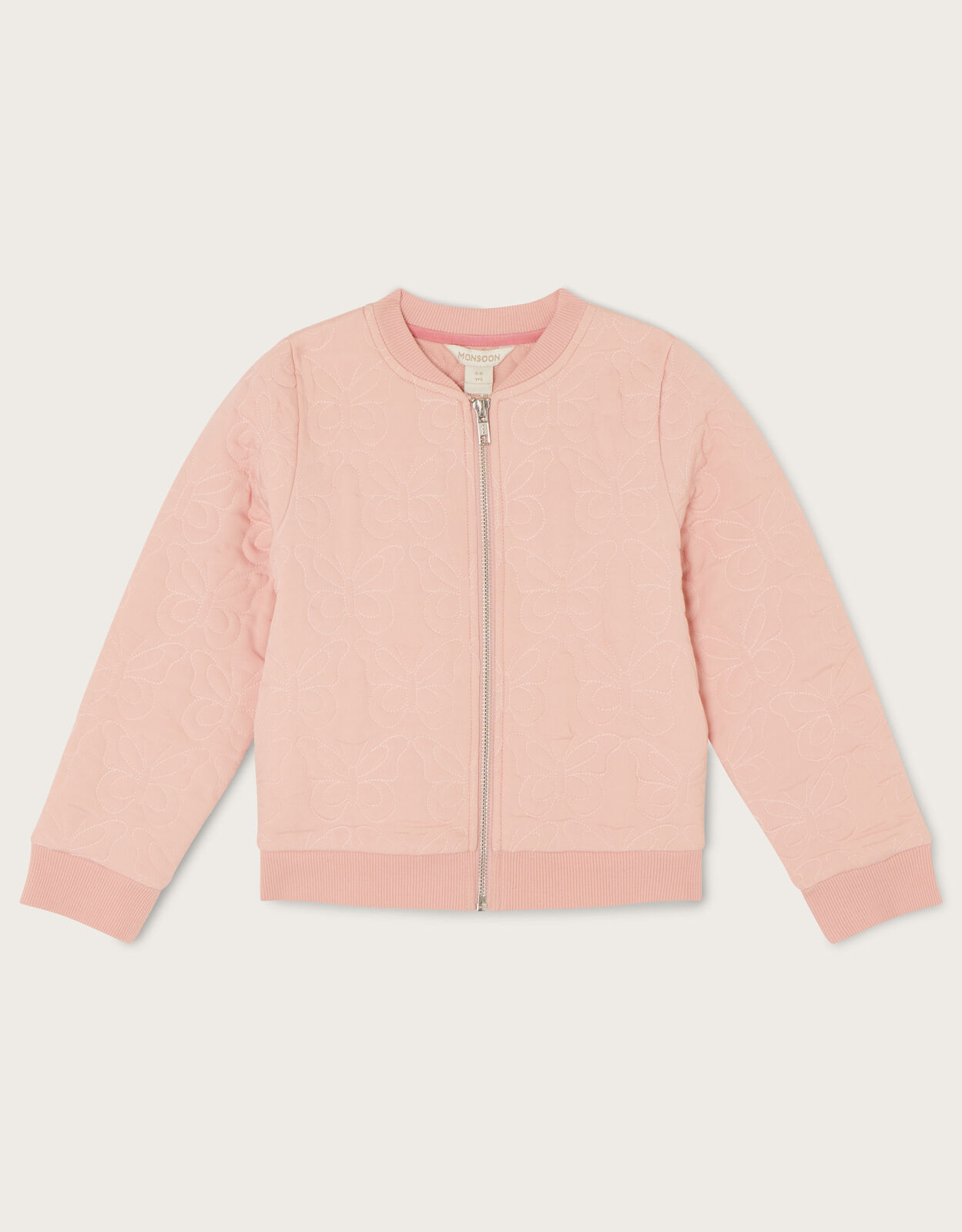 Quilted Butterfly Bomber Jacket Pink