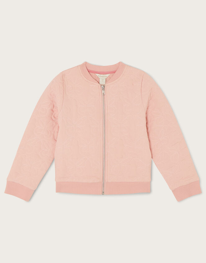 Quilted Butterfly Bomber Jacket, Pink (PINK), large
