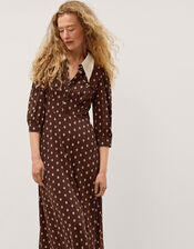 Janey Print Jersey Midi Dress, Brown (CHOCOLATE), large
