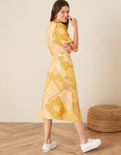 Goldie Scarf Print Wrap Dress, Yellow (YELLOW), large