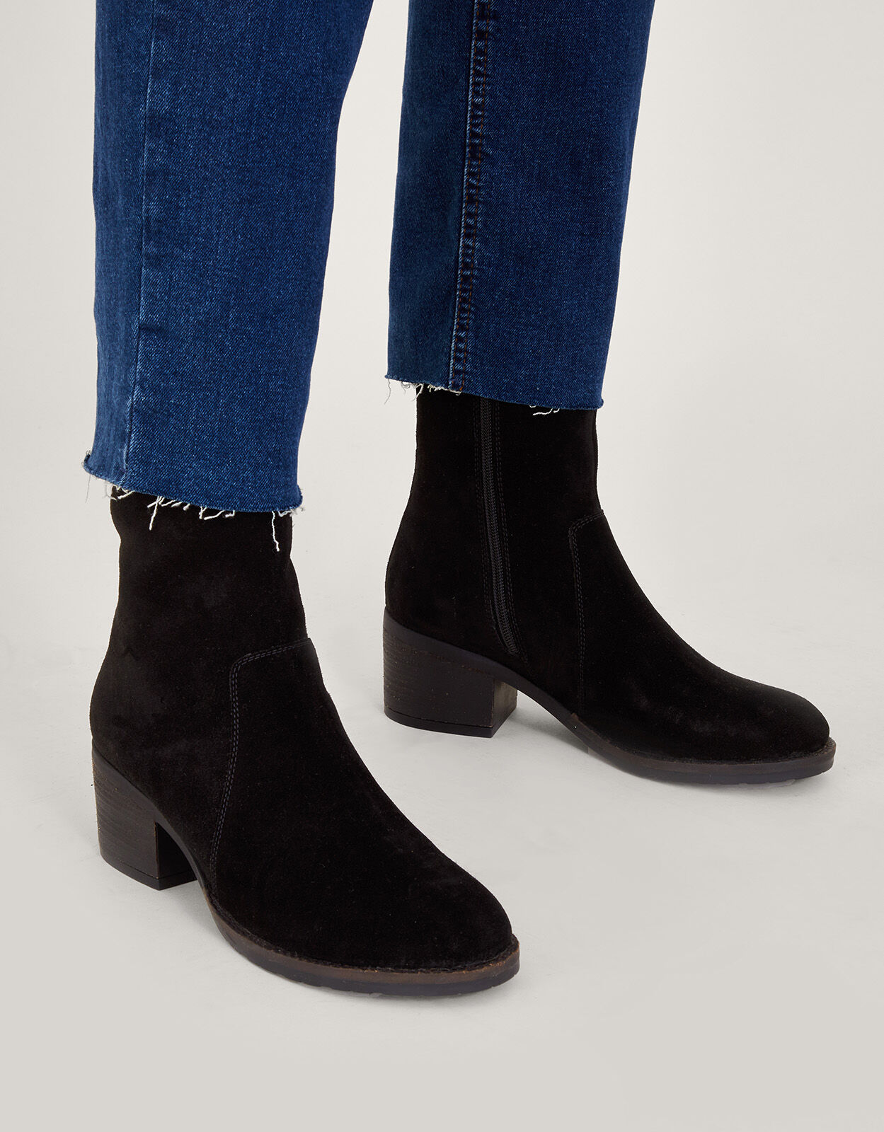 Suede Heeled Ankle Boots Black