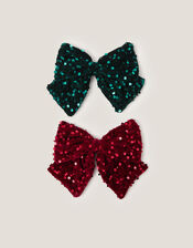 2-Pack Sequin Bow Hair Clips, , large